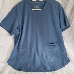 OxGear Women's Denim Blue Scub Top, w/ Polygiene,  Lots of Pockets, 2XL